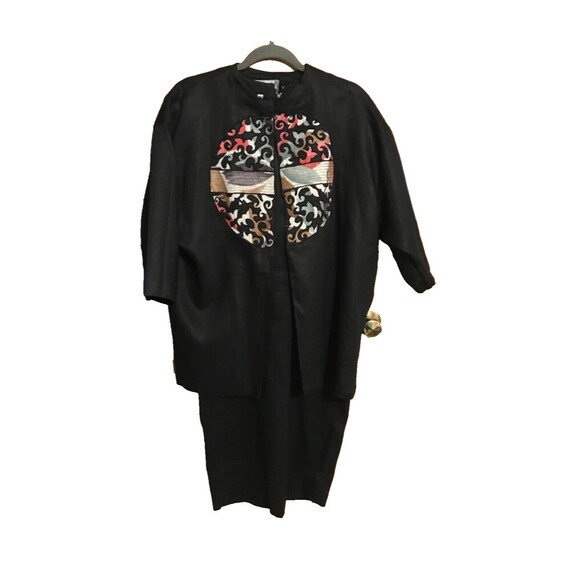 Jm Gaulbourn at SM Dress w/ Matching Jacket & Sach Womens M‎ Black 100% Linen - Picture 1 of 9